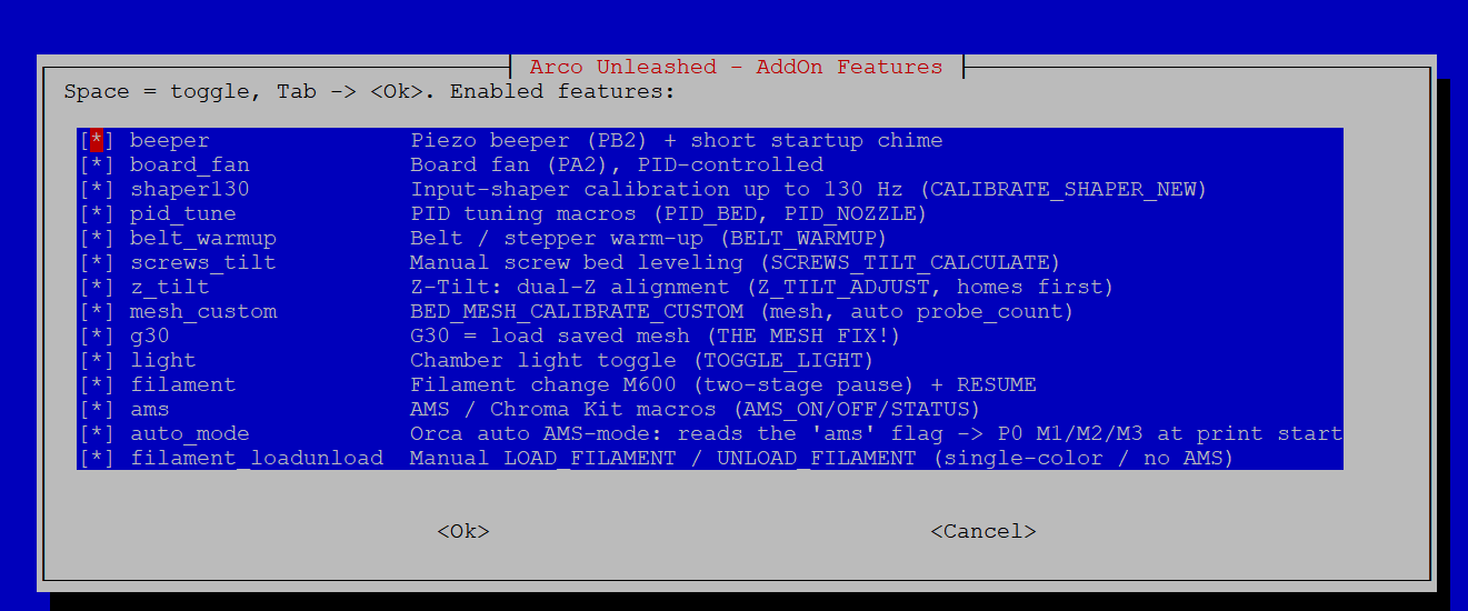 AddOn features checklist